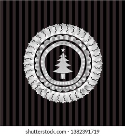 christmas tree icon inside silver badge