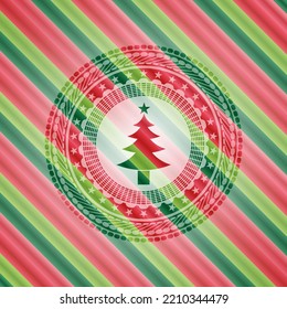 christmas tree icon inside christmas style emblem. 