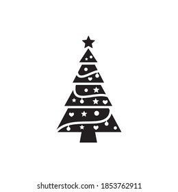 Christmas tree icon isolated on white background