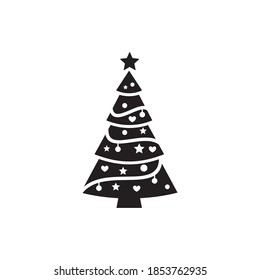 Weihnachtsbaumsymbol einzeln auf weißem Hintergrund