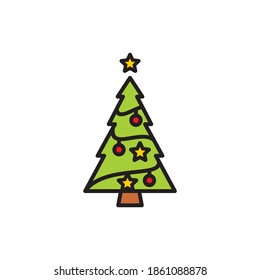 Christmas tree icon isolated on white background