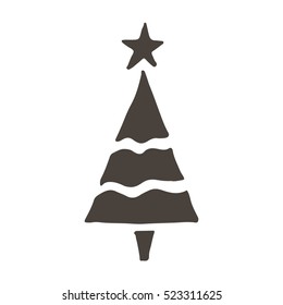 Christmas tree icon isolated on white background. Doodles and sketches