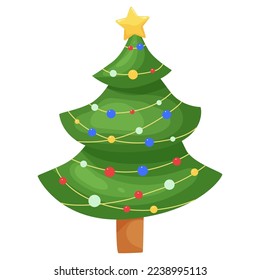 Árbol de Navidad. Icono. Objeto vectorial aislado. Estilo de caricatura moderno.