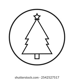 Christmas tree icon, isolated Xmas fir symbol, graphic design template, vector illustration