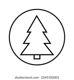 Christmas tree icon, isolated Xmas fir symbol, graphic design template, vector illustration