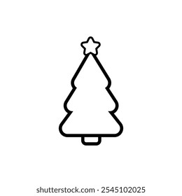 Christmas tree icon, isolated Xmas fir symbol, graphic design template, vector illustration