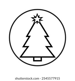 Christmas tree icon, isolated Xmas fir symbol, graphic design template, vector illustration