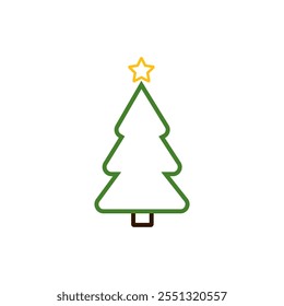 Christmas tree icon, isolated Xmas fir symbol, graphic design template, vector illustration