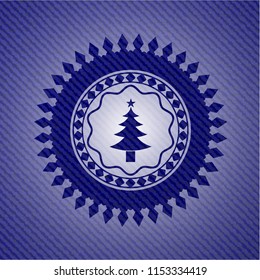 christmas tree icon with jean texture