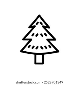 Icono de árbol de Navidad con patrón de línea, Ilustración de icono de árbol de pino, Decoración de Navidad dibujada a mano Vector de árbol de pino