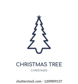 Christmas tree icon. Christmas tree linear symbol design from Christmas collection. Simple outline element vector illustration on white background.
