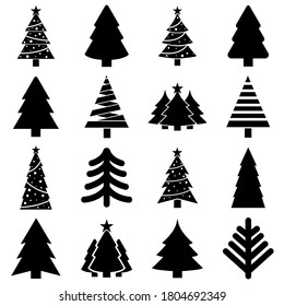 Christmas tree icon, logo isolated on white background