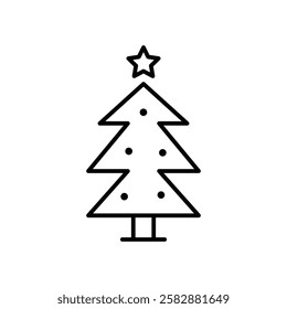 Christmas tree icon logo sign set vector outline