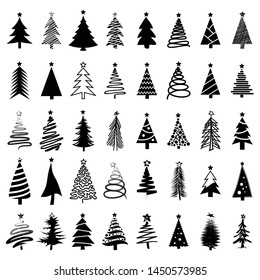 Christmas tree icon, logo or symbol set for new year card and design