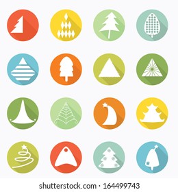 Christmas tree icon long shadow design