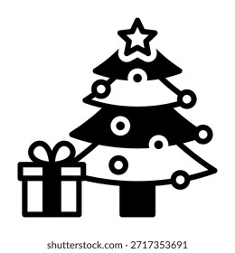 Ilustração de vetor misto do ícone da árvore de Natal