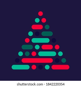 Christmas Tree Icon. Modern Abstract Technology Style Christmas Tree Vector Design