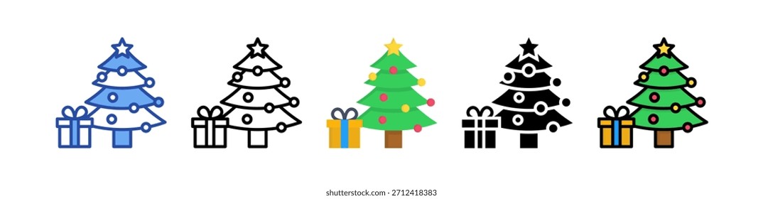Christmas Tree Icon Multi Style Illustration
