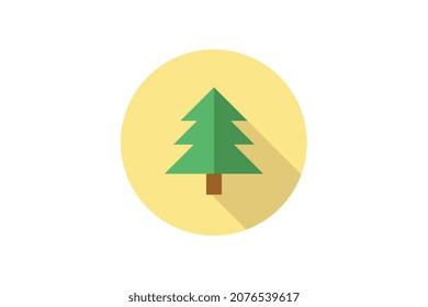 Icono de árbol de Navidad en el fondo con sombra en la parte superior, ilustración vectorial, minimalista.
