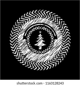 christmas tree icon on chalkboard