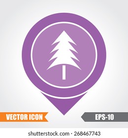 Christmas Tree Icon On Map Pointer. Eps.-10.