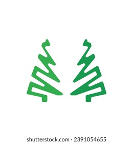 Christmas tree icon on a white background, vector illustration