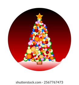 Christmas tree icon on white background. Vector illustration.