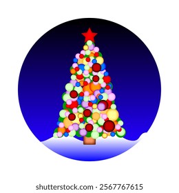 Christmas tree icon on white background. Vector illustration.