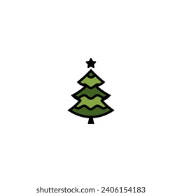 The Christmas tree icon. Original vector illustration. Hand drawn, not AI