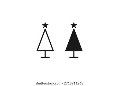 christmas tree icon outline and flat