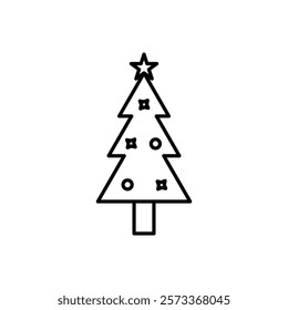 christmas tree icon Outline thin set