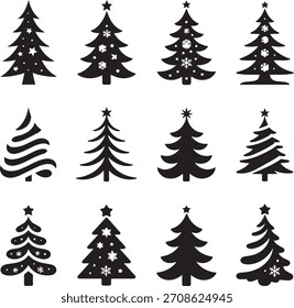 Christmas tree icon pack modern festive silhouette designs