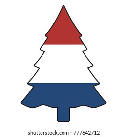 Christmas tree icon, pine tree vector icon, flat design best Christmas tree and Netherlands flag illustration 