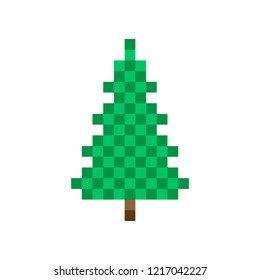 Christmas tree icon. Pixel art. Vector.