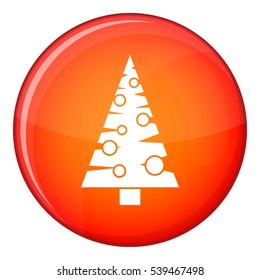 Christmas tree icon in red circle isolated on white background vector illustration