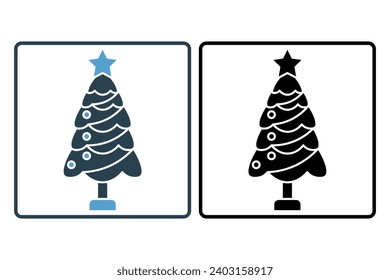 christmas tree icon. icon related to Christmas and the end of the year. solid icon style. simple vector design editable