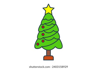 christmas tree icon. icon related to Christmas and the end of the year. flat line icon style. simple vector design editable