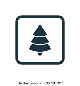 Christmas tree icon Rounded squares button, on white background 