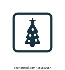 Christmas tree icon Rounded squares button, on white background 
