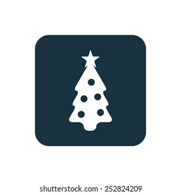 Christmas tree icon Rounded squares button, on white background 