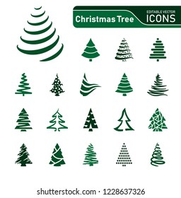 christmas tree icon set