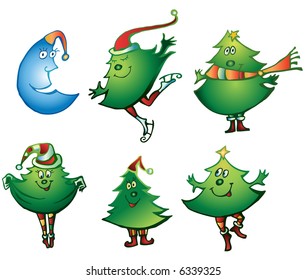 christmas tree icon set