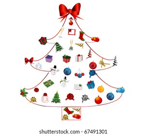 christmas tree icon set