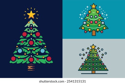 Diseño de conjunto de iconos de árbol de Navidad