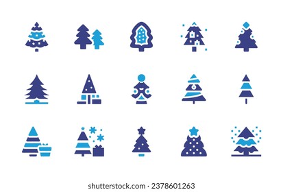 Christmas tree icon set. Duotone color. Vector illustration. Containin christmas tree, pine, christmas, two pines. 