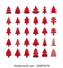 christmas tree icon set, each icon is a single object (compound path), vector eps10