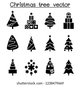 Christmas tree icon set in flat style