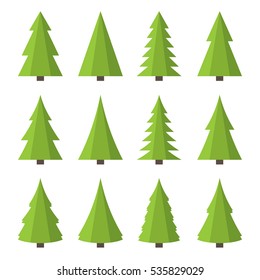 Weihnachtsbaum-Symbol-Set. Flachstil-Vektorgrafik