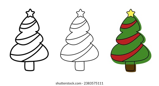 Weihnachtsbaumsymbol. Set von Weihnachtsbaumsymbolen auf weißem Hintergrund. Flache Vektorgrafik.