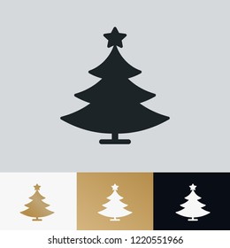 Christmas tree icon set isolated on background for greeting card, poster party, printing, promotion, christmas sale banner, website, decoration. Holiday fir tree. Vector 10 eps